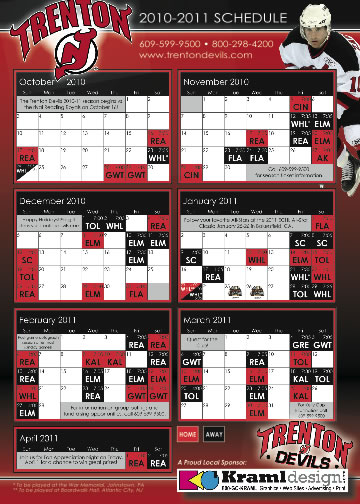 Trenton Devils Team Schedule by Kraml Design